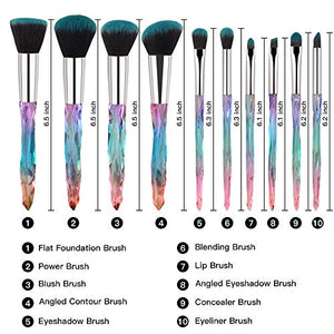 10pcs Makeup Brushes Crystal Handle - Drombeauty