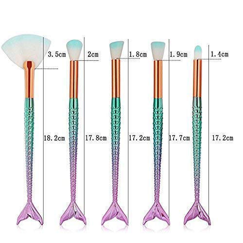 11pcs 3D Mermaid Makeup Brush Cosmetic Brushes Eyeshadow Eyeliner Blush Brushes - Drombeauty