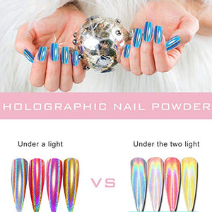 Yuxuan Holographic Powder Holosexual Salon Nails Pigment Unicorn - Drombeauty