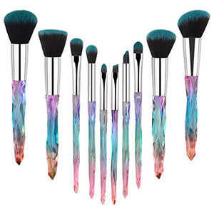 10pcs Makeup Brushes Crystal Handle - Drombeauty