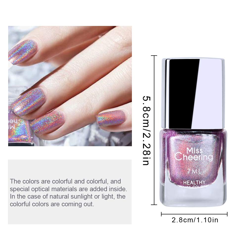 Gorgeous Glossy Holographic Halo Glitter Gel Polish Nail Art - Drombeauty