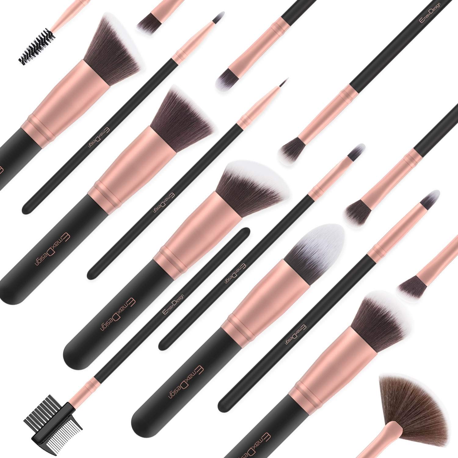 EmaxDesign Makeup Brushes 17 Pieces Premium Synthetic Foundation Brush - Drombeauty