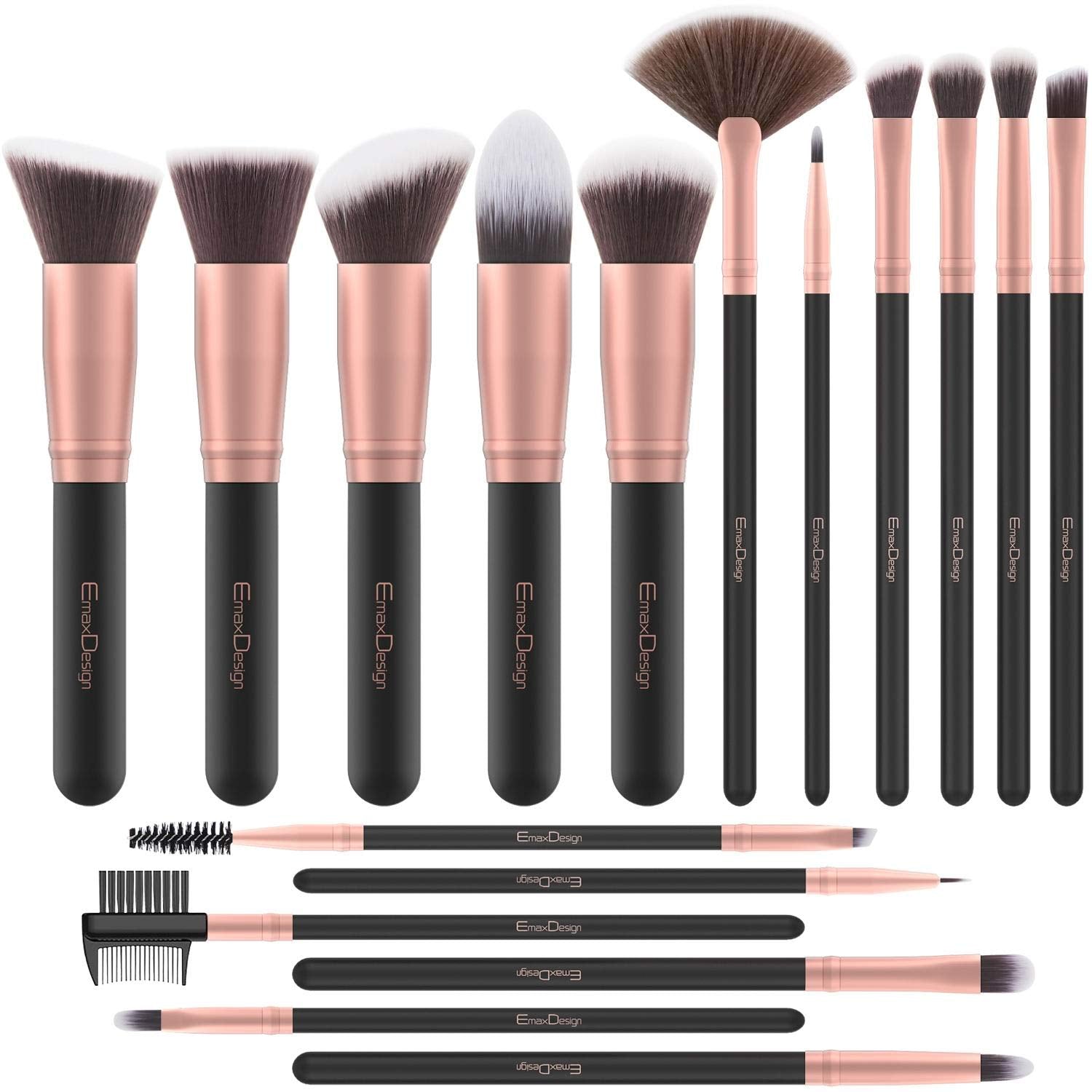 EmaxDesign Makeup Brushes 17 Pieces Premium Synthetic Foundation Brush - Drombeauty