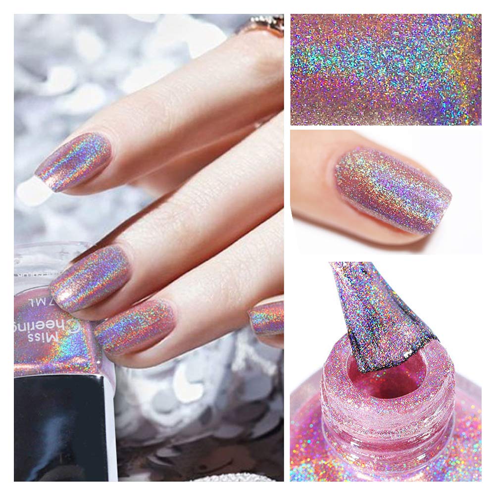 Gorgeous Glossy Holographic Halo Glitter Gel Polish Nail Art - Drombeauty